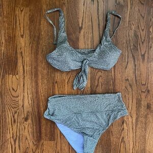 Prana Olive Green Bikini with White Dots